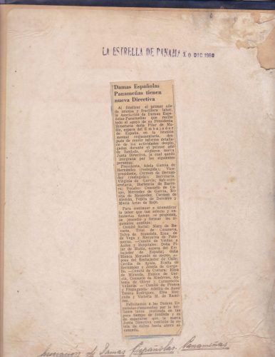 Diciembre, 1960. Damas Españolas Panameñas tienen nueva directiva.